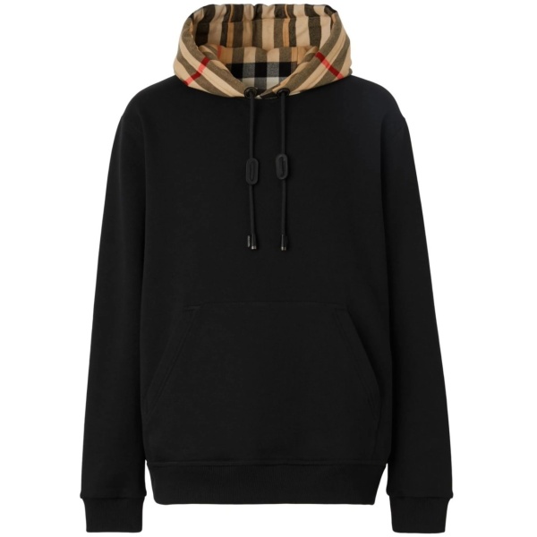check-hood cotton hoodie