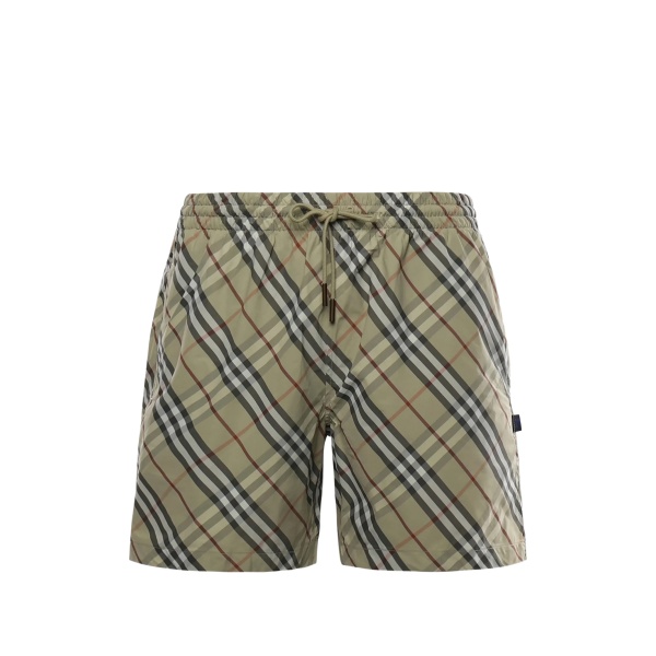 check-pattern drawstring swim shorts