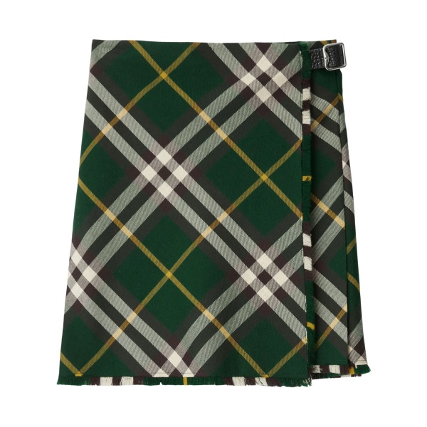 check-pattern wool skirt