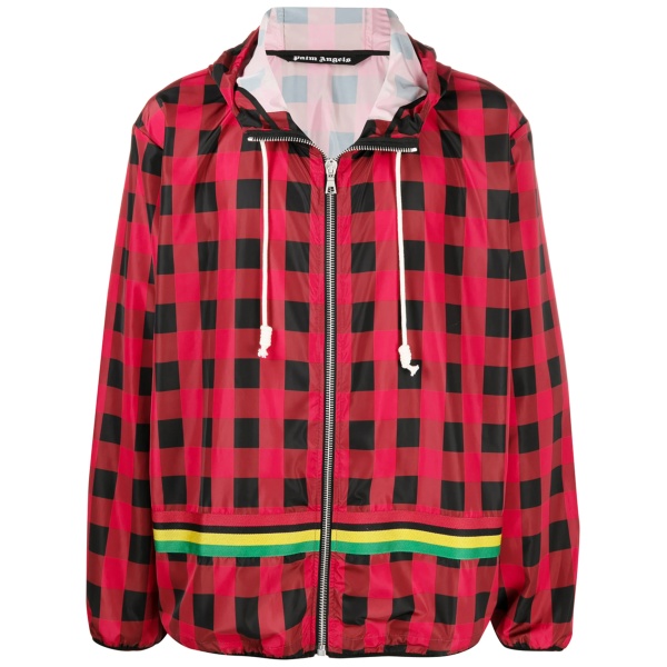 check-print hooded jacket