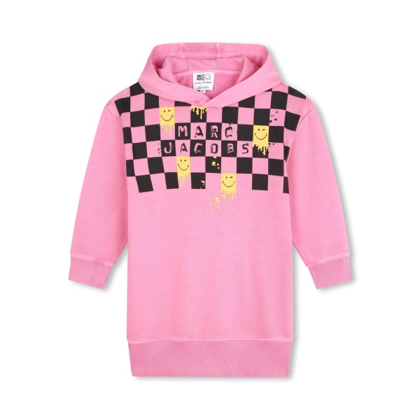 check-print hoodie dress
