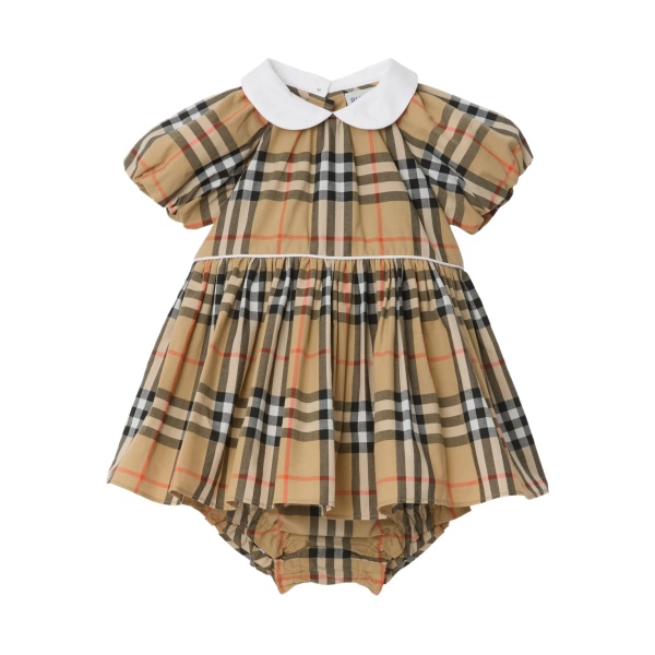 checked Peter Pan-collar dress set