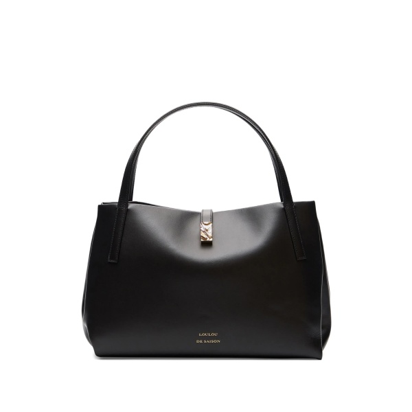clasp-detail leather shoulder bag