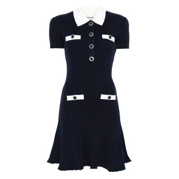 collared button-detail mini dress