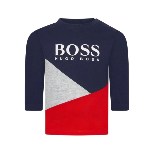 colour-block three-quarter sleeve top