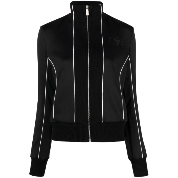 contrast-trim stretch-cotton track jacket