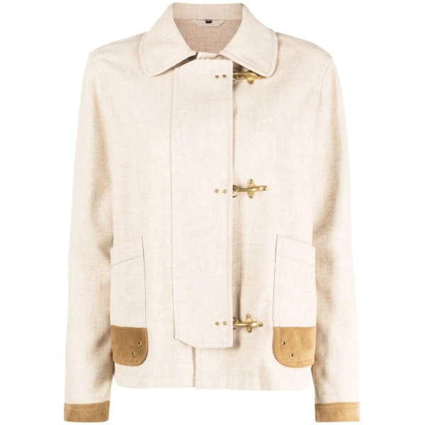 contrasting-trim fitted jacket