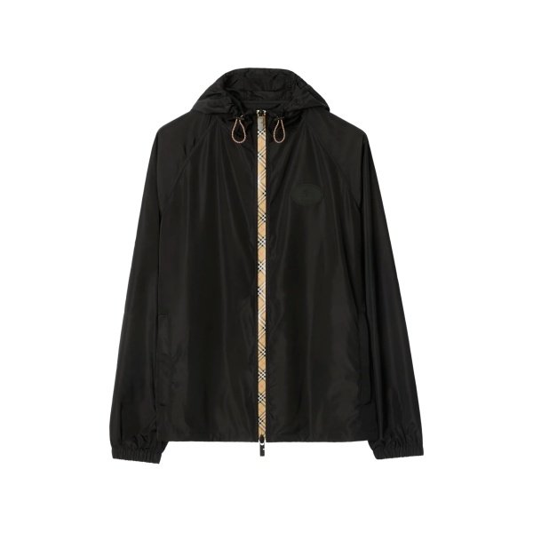 contrasting-trim hooded jacket