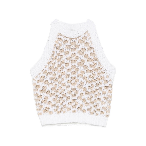crocheted-construction halterneck top