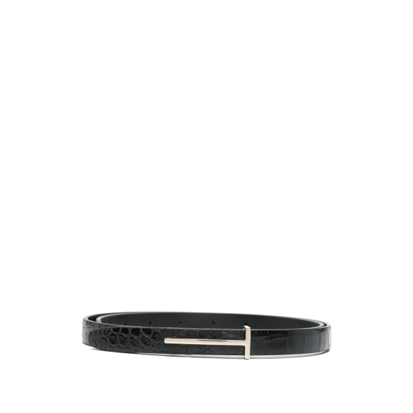 crocodile-embossed T-buckle belt