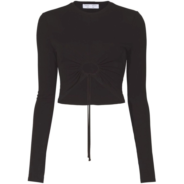 cropped cut-out drawstring top