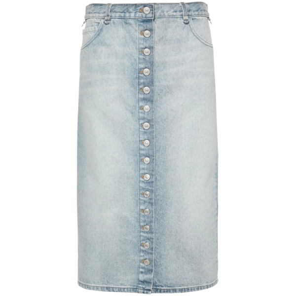 D-rings denim midi skirt