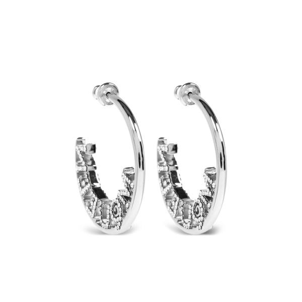 diamond-embellished hoop earrings