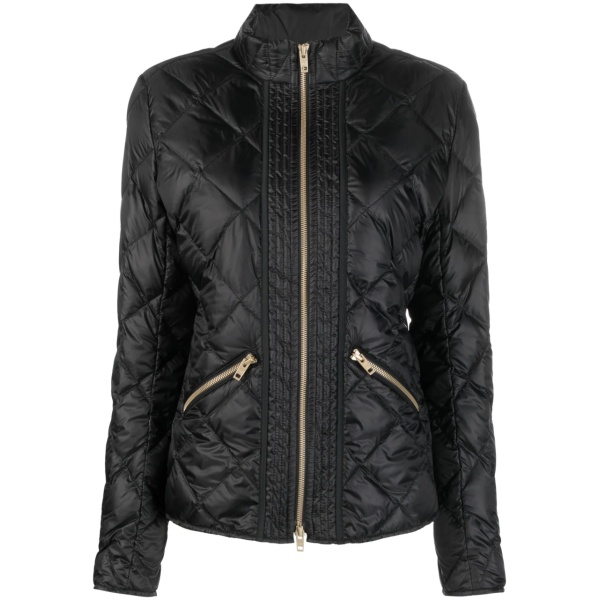 diamond-quilt zip-fastening jacket