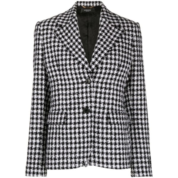 dogtooth single-breasted tweed blazer