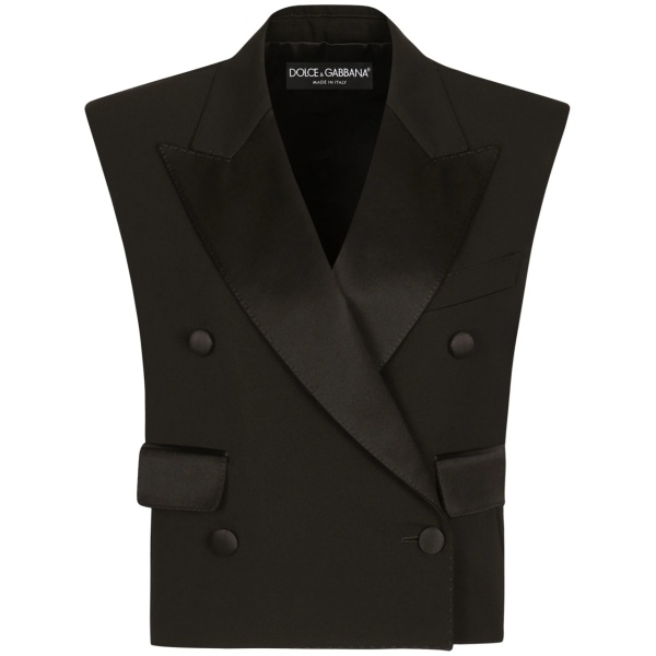 double-breasted gabardine gilet