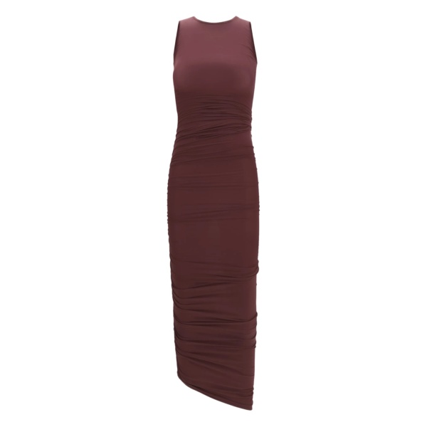 drape sheer midi dress
