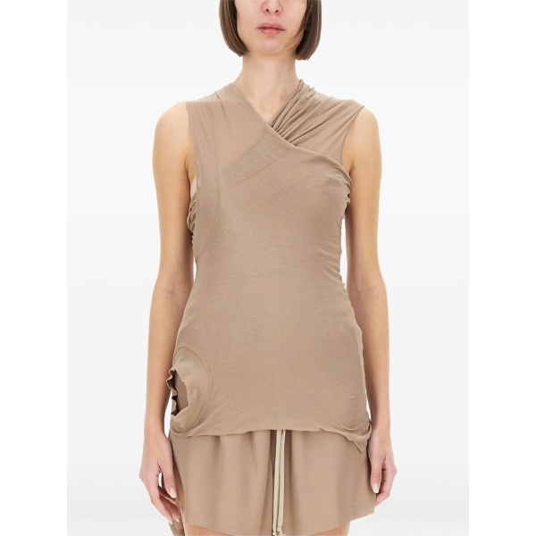 draped sleeveless top