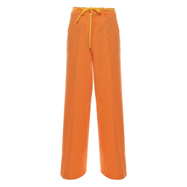drawstring-waist straight trousers