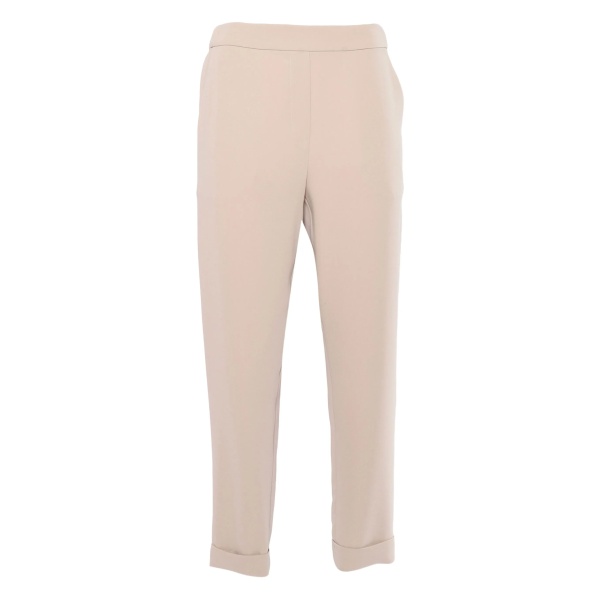 elastic-waistband cuffed trousers