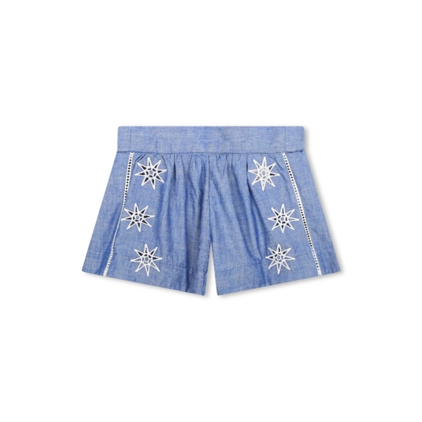 embroidered chambray shorts
