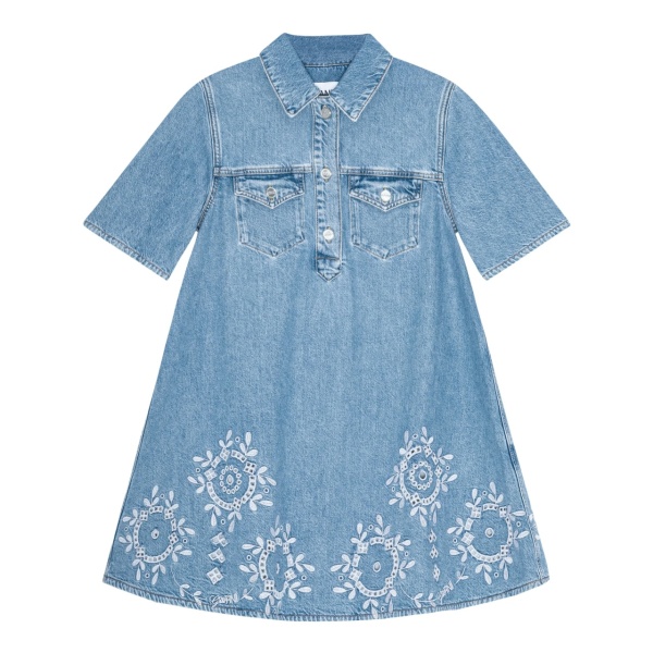 embroidered denim dress