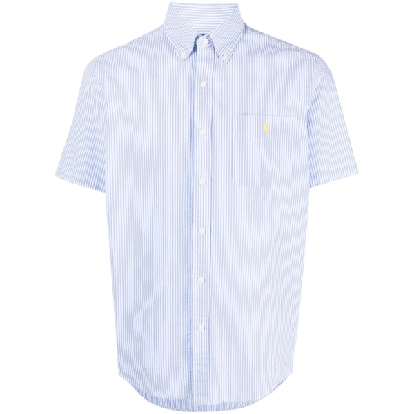 embroidered-logo candy stripe shirt
