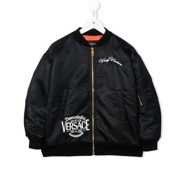 embroidered-logo zip-up bomber jacket