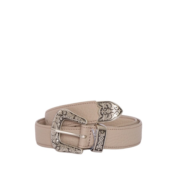 engraved buckle leather belt