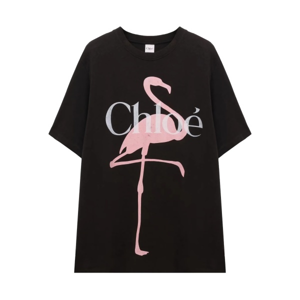 flamingo-print T-shirt