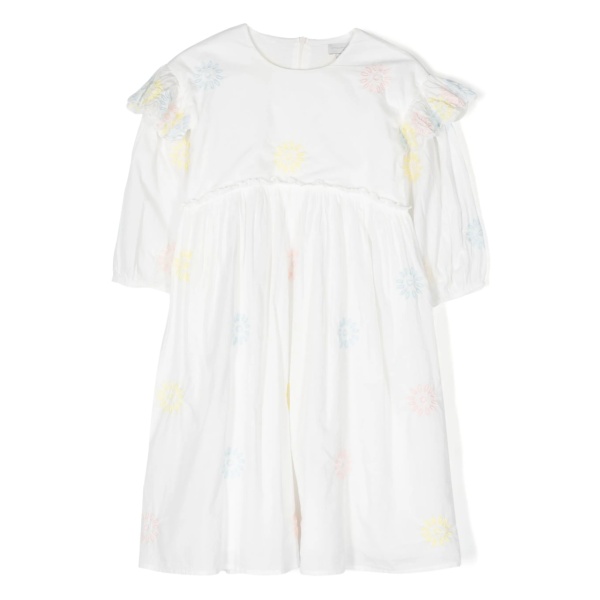 floral-embroidered cotton dress