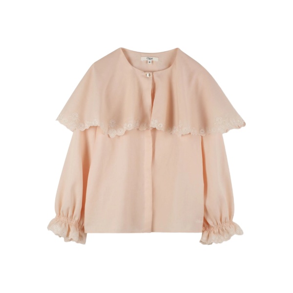 floral-embroidered layered blouse