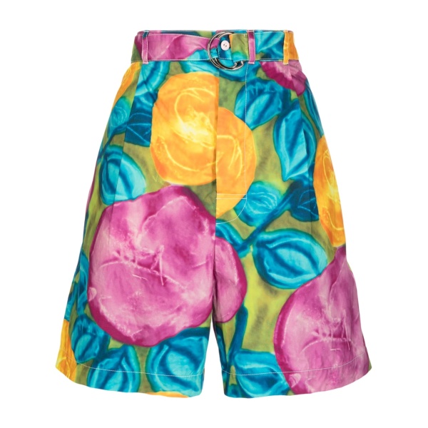 floral-print belted-waist shorts