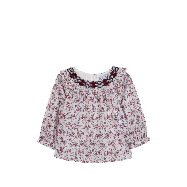 floral-print embroidered shirt