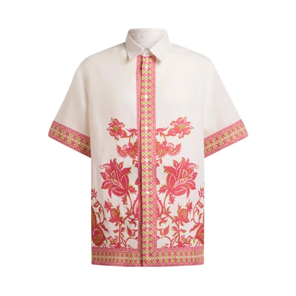 floral-print linen shirt