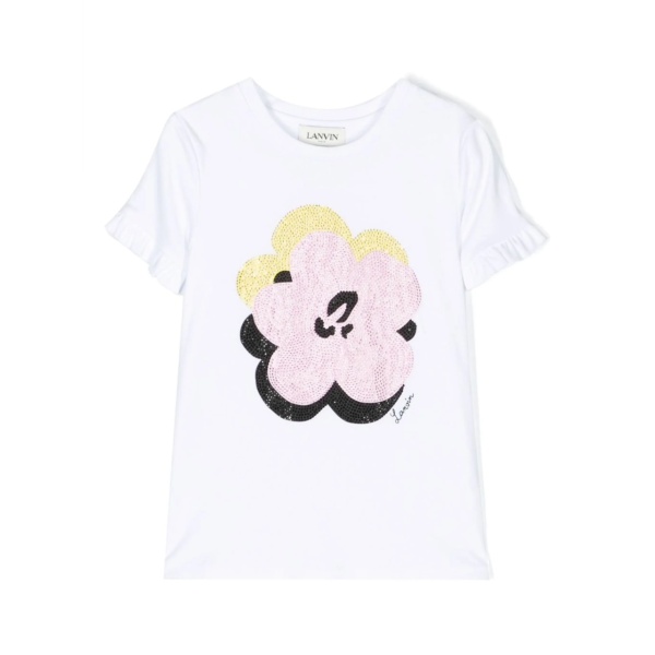 floral-print sequin detail T-shirt