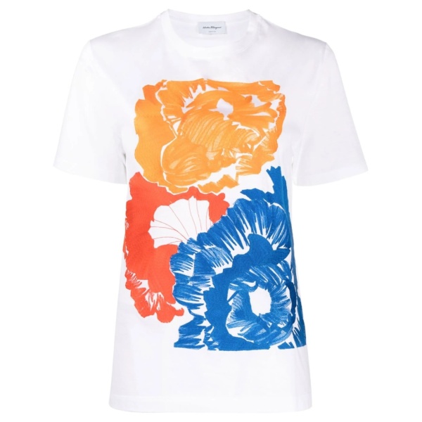 floral-print short-sleeved T-shirt