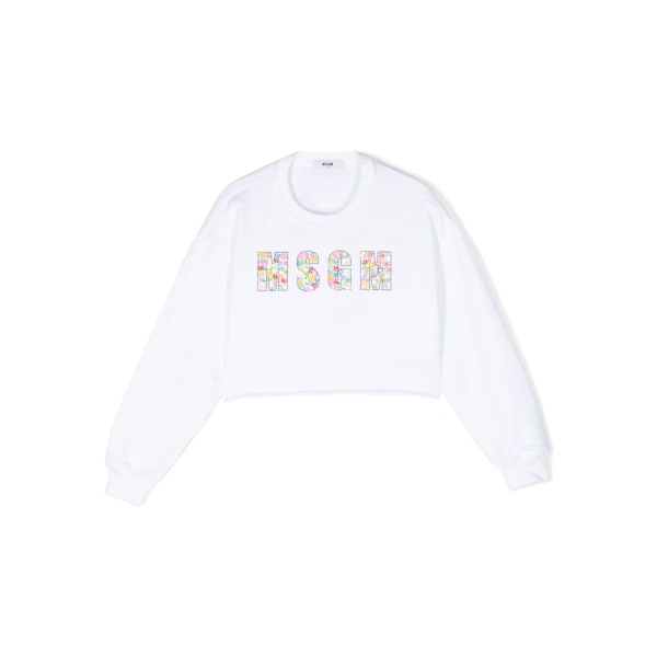 floral sequin-embellished crew neck sweatshirt