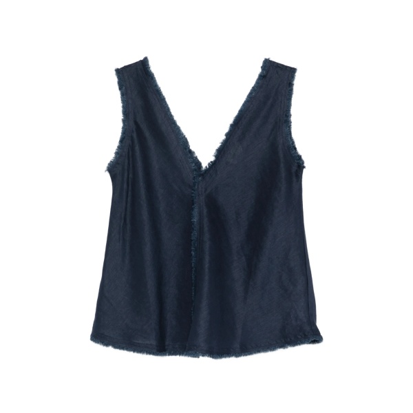 frayed V-neck blouse