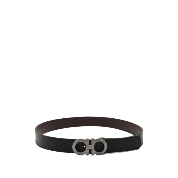 Gancini-buckle leather belt