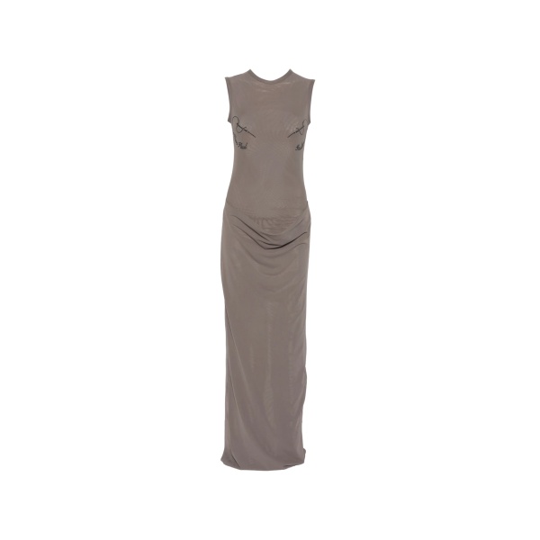 gathered sleeveless maxi dress