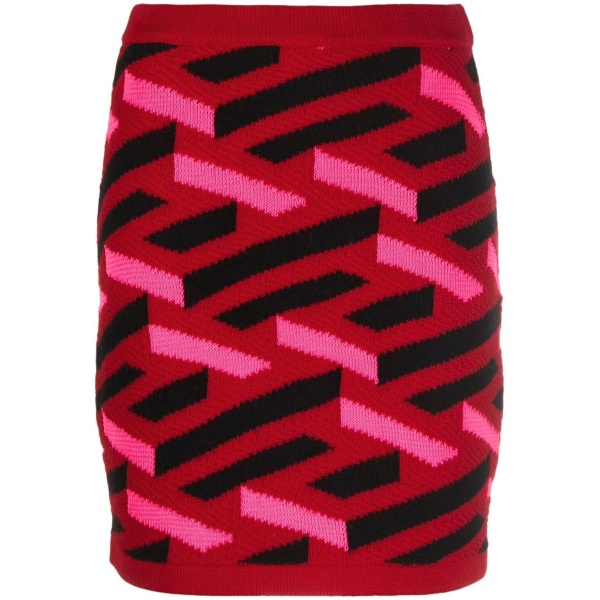 geometric intarsia knitted skirt