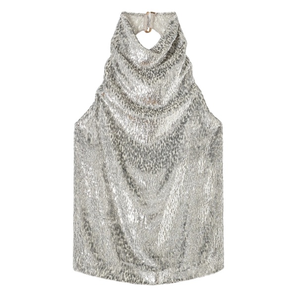 halterneck textured-velvet top