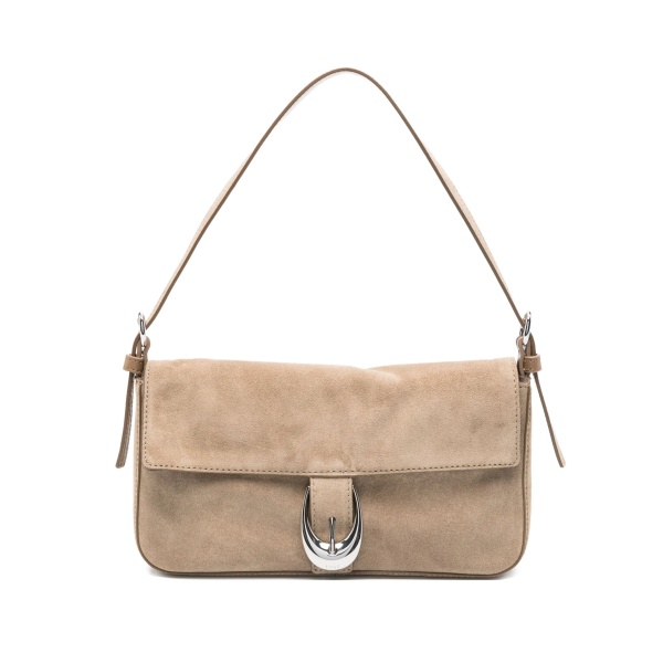 Harlow buckled suede shoulder bag