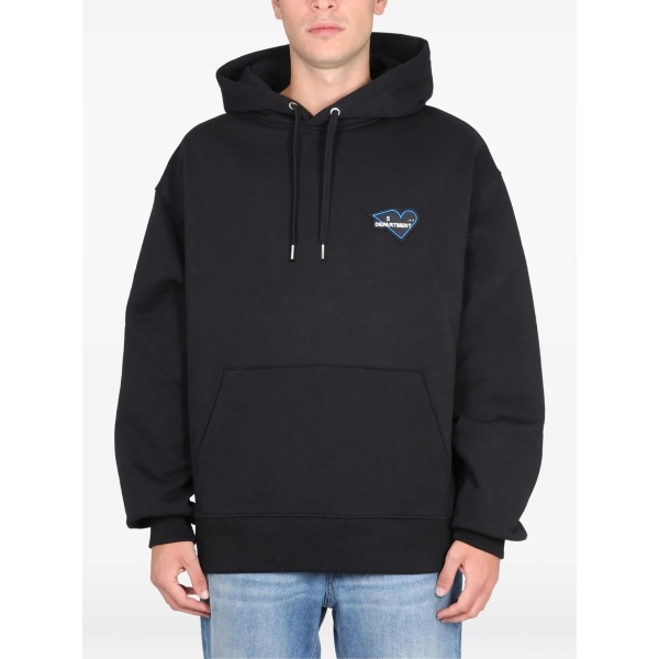 heart-embroidered cotton hoodie