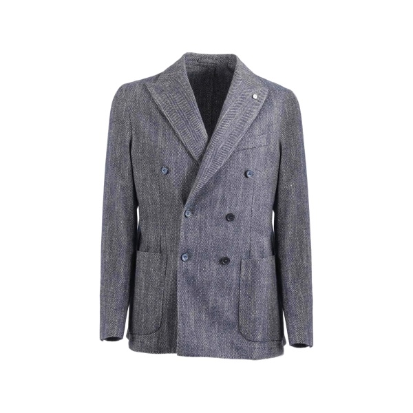herringbone double-breasted blazer