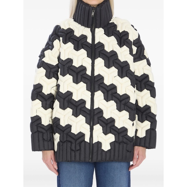 high-collar zip-fastening puffer jacket