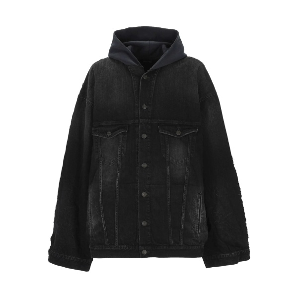 hooded buttoned jacket