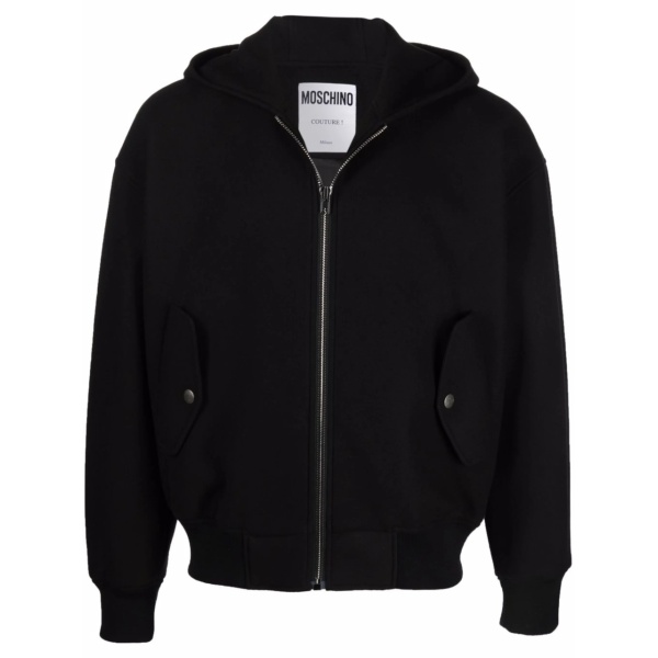 hooded zip-up bomber jacket
