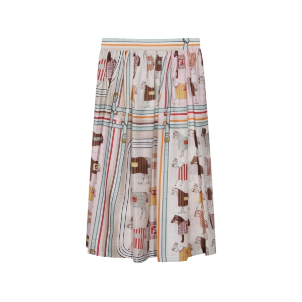 horse-print striped skirt